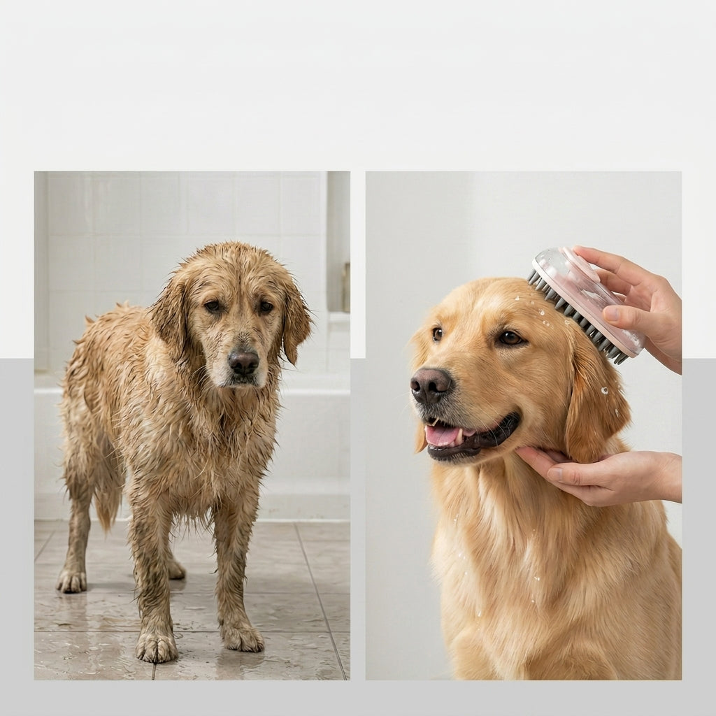 Stop struggling at bath time.
Clean your dog in minutes — without the mess.