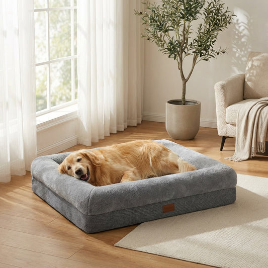 Orthopedic Dog Bed 🐾 – Extra Large, Washable & Bolstered for Comfort